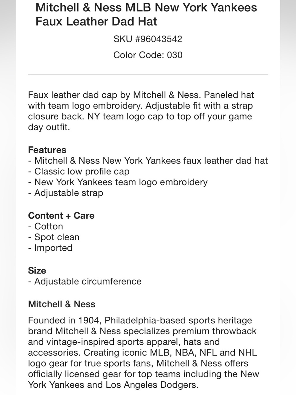Mitchell & Ness MLB New York Yankees Dad Hat. - Picture 4 of 8